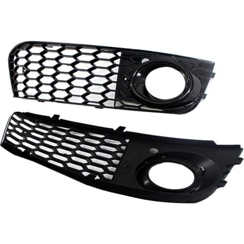 A4 B8 Black Car Fog Light Grille Lamp Cover HONEYCOMB HEX Front Grille Grill For Au-di A4 B8 S-Line S4 2008 2009 2010 2011 2012