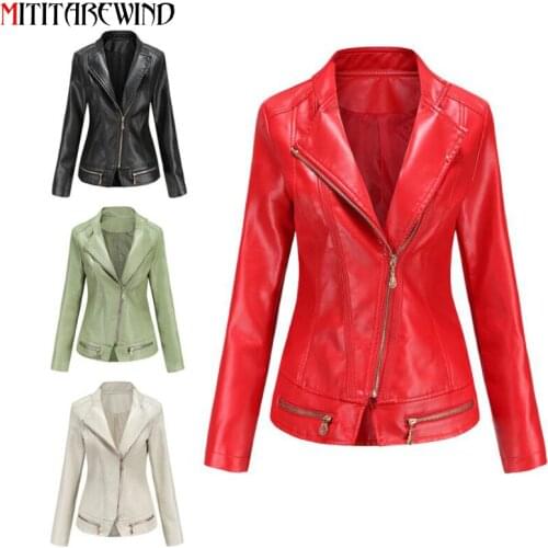 Spring Autumn PU Leather Jacket Women Fashion Streetwear Slim Fit Motorcycle Jacket Female Large Size S-4XL Leather Coat Femme