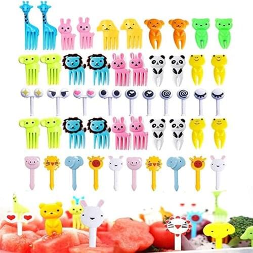 40PCS Animals Food Fruit Fork Picks for Kids Cute Cartoon Elephant Giraffe Decor Forks Cake Dessert Forks Mini Toothpicks