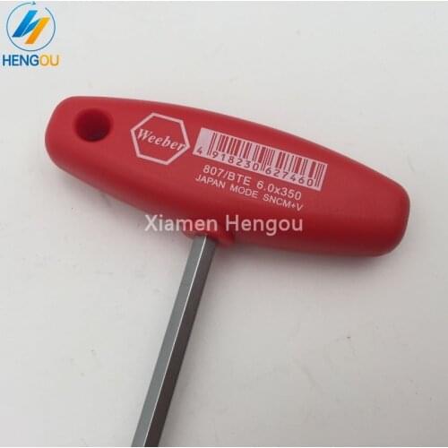 1 Piece 350x6mm Heidelberg Roland Komori Wrench L-shape with T-handle Diameter 6mm Length 35cm printing machine spanner 6x350mm