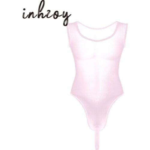 Hot Sexy Men Sissy Lingerie See Through Sheer Lace Mesh Penis Bulge Pouch Sexy Bodysuit Transparent Nightwear Male Gay Underwear