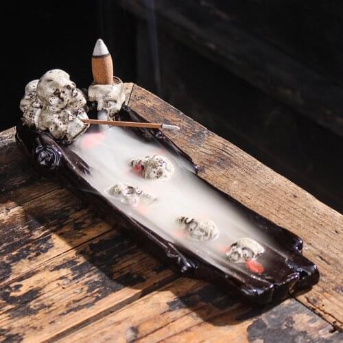 Halloween | Folk Vintage Haunted House Incense burner burning incense holder backflow waterfall pottery porcelain ceramics hunma