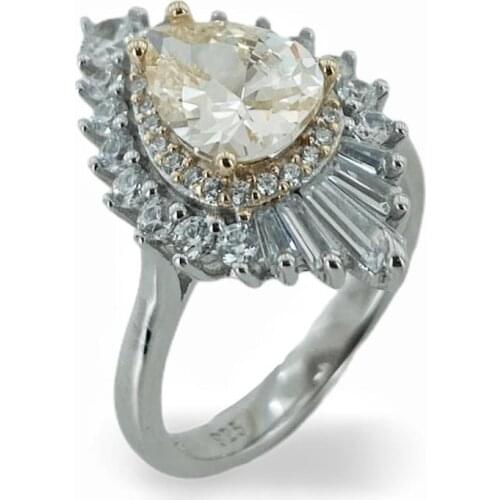 İtaly Citrine Princess Crown 925 Sterling Silver Ring