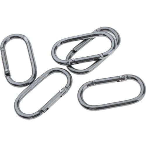 5-Pack Carabiner Spring Snap Hook Aluminum Clip Buckle 50mm for Outdoor Camping Hiking Camping