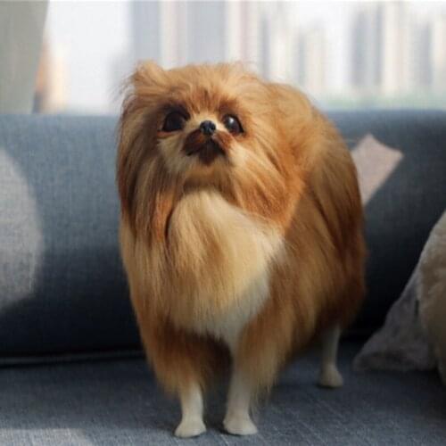 1PCS Simulation Dog Decoration Pomeranian Animal Model Home Furnishing Desktop Fur Crafts gift