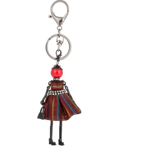 Hot sale Cute black keychain Jewelry Doll Princess dress for Women Car Pendant hot Girl Statement fashion Jewelry Bag key chain