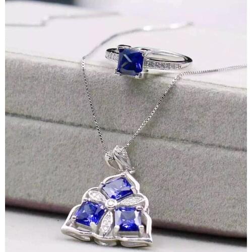 Best Gift Natural Real Kyanite Jewelry set Natural 925 sterling silver Fine jewelry 1pc Kyanite ring,1pc Kyanite Pendant