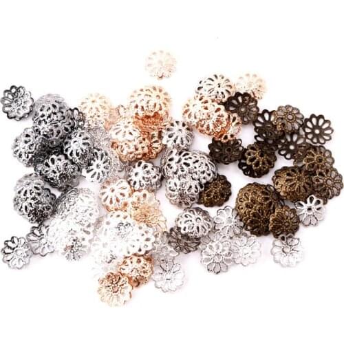 500pcs/lot 9mm Metal Flower Beads Caps Antique Sliver Material End Caps Fashion Findings Favor Necklace Hair Hoop Earring Crafts