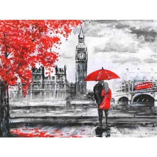 Landscape Street DIY Embroidery 11CT Cross Stitch Kits Craft Needlework Set Cotton Thread Printed Canvas Home Sell