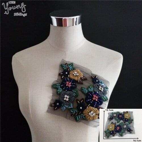 New arrive Embroidery 3D flower Lace Neckline DIY Sewing Lace Collar DIY Tulle Rhinestone Wedding dress Accessories Scrapbooking