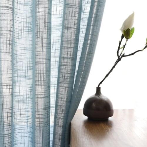 French Window Plain Curtain Home Pervious to light Screen finished Curtain Korean Linen Curtains for Living Room Luxury Drapes