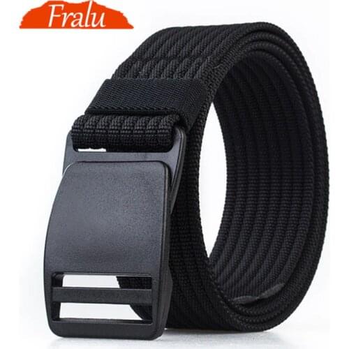 FRALU Hot Canvas Belts Man Casual Practical Men Military Belts Solid Color Simple Male Plastic Steel Buckle Belts ceinture