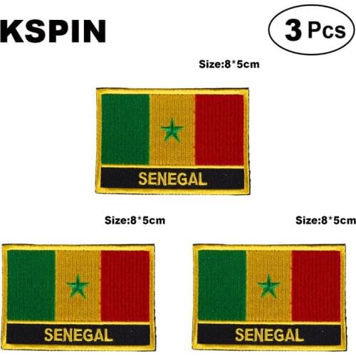 Senegal Rectangular Shape Flag patches embroidered flag patches national flag patches for clothing DIY Decoration