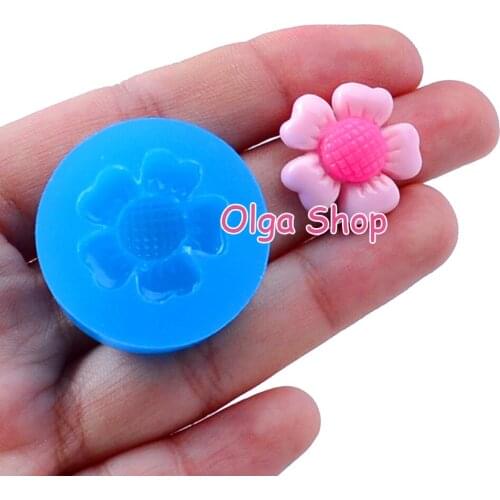 HYL127 20.9mm Flower Silicone Mold Fondant Cake Decoration Candy Resin Clay Earrings Necklace Craft Soap Candle FOOD SAFE