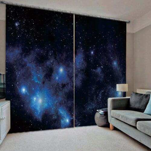 Blue Drapes Living room Bedroom Decor 2 Panels HooksWindow Curtains star curtain