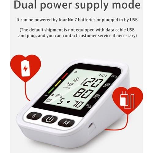 Arm Tonometer Blood Pressure Monitor Sphygmomanometer Heart Rate Alarm Digital LCD Intelligent Pressurization Voice Broadcast