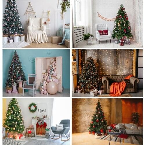 SHUOZHIKE Vinyl Custom Fireplace Christmas Tree Photography Background Child Baby Backdrops For Photo Studio Props 21523DYH-04