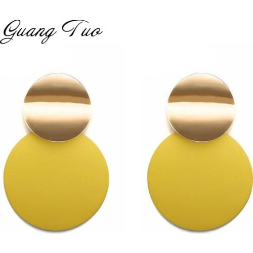 ES2215 7 Color Dangle Drop Earrings Trendy Gold Color Round Metal Statement Earrings for Women Creative New Fashion Jewelry Gift