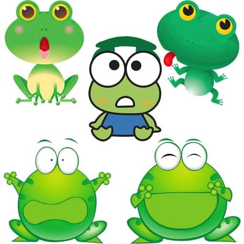 Three Ratels QMH45 Funny little frog PVC sticker Decoration of nursery places kids room Decal