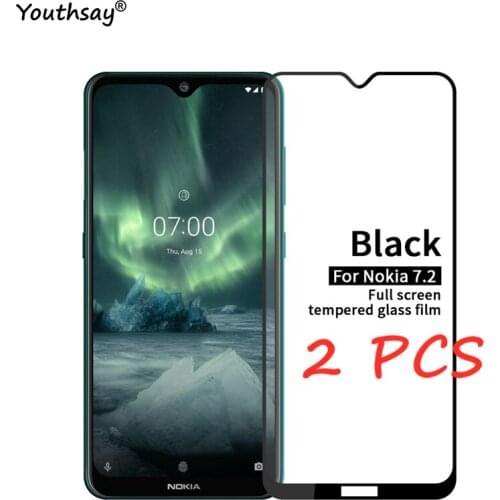 2PCS For Nokia 7.2 Glass Screen Protector Full Glue Protective Film For Nokia 7.2 Glass for Nokia 7.2