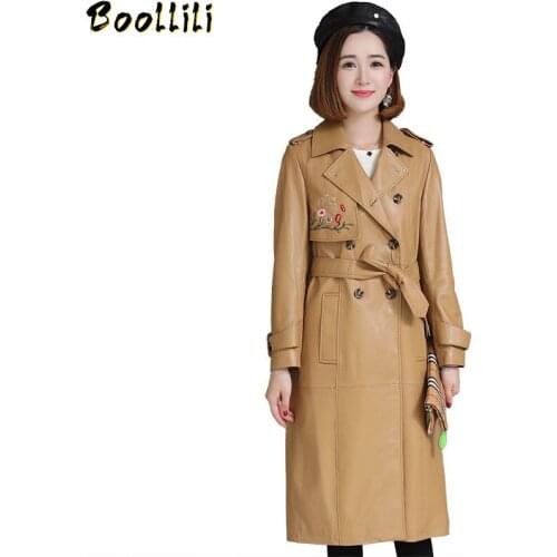 Boollili Real Genuine Leather Jacket Women Clothes 2020 Trench Coat Womens Fur Coat Korean Vintage Long Elegant Sheepskin Coat