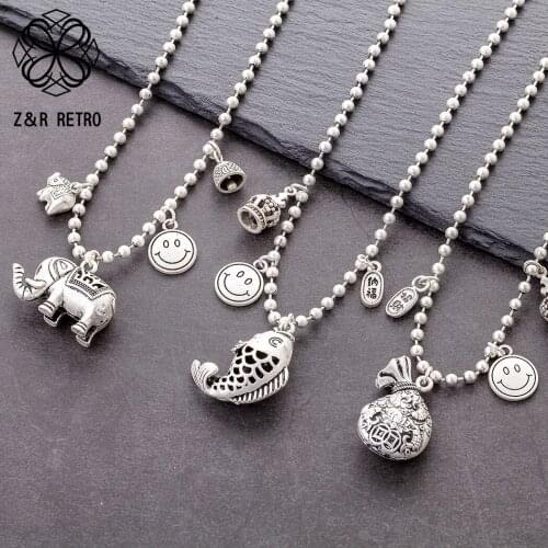Antique Pendants Long Necklace Jewelry For Women Silver Color Suspension Accessories Female Neck Decoration Gift Wholesale 2020