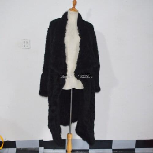 SJ459-03 New 2019 Winter Women Lengthen Real Rabbit Fur Coat Fashion Luxurious Extra Long Slim Warm Lapel Fur Coats Many Colors