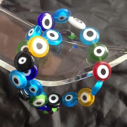 12MM 64Pcs " Round Eye " Glass Crystal Coloured Glaze Loose Bead Strands Jewelry Beads Accessories