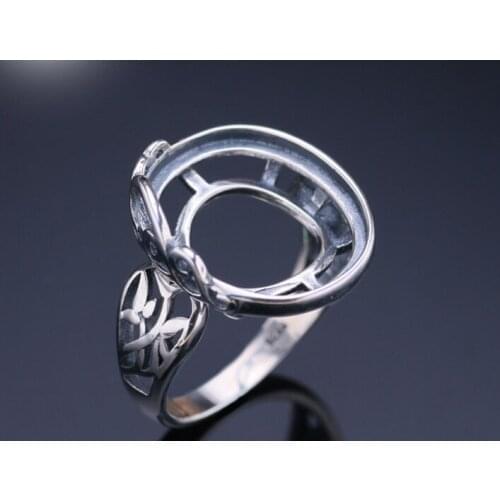 14*17mm 925 STERLING SILVER girl women Semi Mount Bases Blanks base blank Pad ring Setting wedding jewelry findings diy A1355