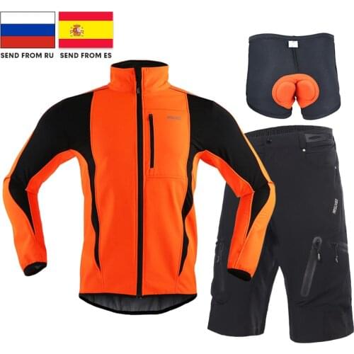 2021 Cycling Set Fleece Thermal Bike Jacket Cycling Jacket Set Road MTB Bicycle Shorts Breathable Bicycle Pad Underwear Clothing
