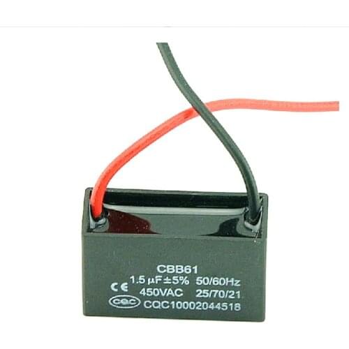 5PCS IMC Hot CBB61 starting capacitance AC 450V 1.5uF 2-wire Terminal Ceiling Fan Motor Run Capacitor