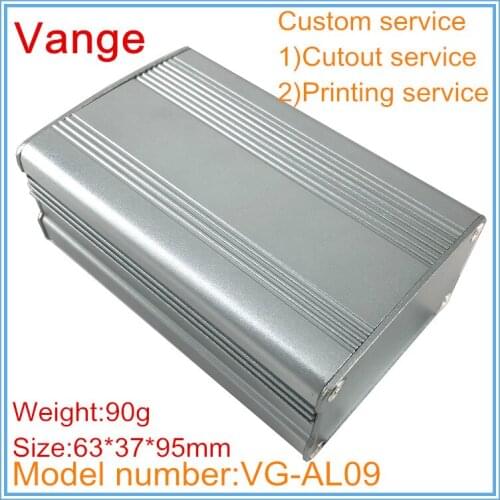 5pcs/lot Sand blasting surface extrusion aluminum project boxes 6063-T5 injected iron grey 63*37*95mm for amplifier device