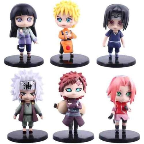 6pcs/set Naruto Shippuden Hinata Sasuke Itachi Kakashi Gaara Jiraiya Sakura Antistress Q Version PVC Cute Figures Toys Model