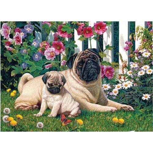 5D DIY Full Square Round Drill diamond painting cross stitch puppy dogs mosaic embroidery garden animal home decoration AA2074