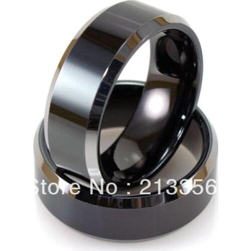 Free Shipping !Cheap Price Promotion Sales! USA Hot SellingTungsten Carbide Ring in Black with Flat and Beveled Polished Edges