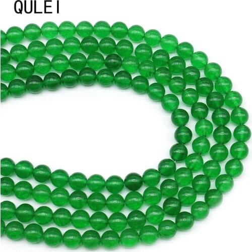Natural Green Malay Jades Stone Round Loose Ball Beads for DIY Necklace Bracelet Jewelry Making 4 6 8 10 12 mm 15" Beads Strand
