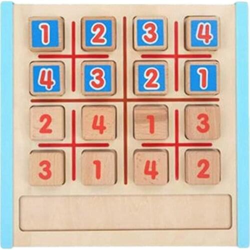 Wooden Sudoku Board Game with Drawer - Math Brain Teaser Desktop Toys - Logic Thinking Puzzle Toy for Kids Wooden Toys