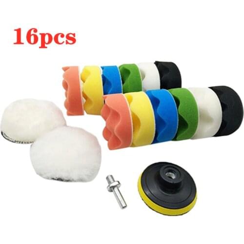 16 Pcs/Set Car Polishing Pad 3/4/5/6/7 inch Sponge Buffing Waxing Boat Car Polish Buffer Drill Wheel polisher Removes Scratches