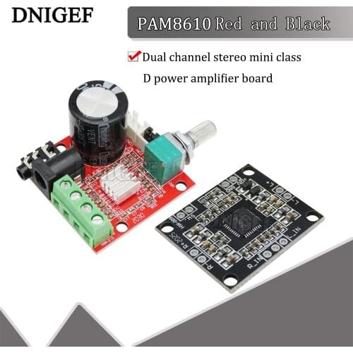 PAM8610 Red or Black 12V Mini Stereo Amplifier Board 2 x15w Dual Channel Power Board PAM8610 for Audio