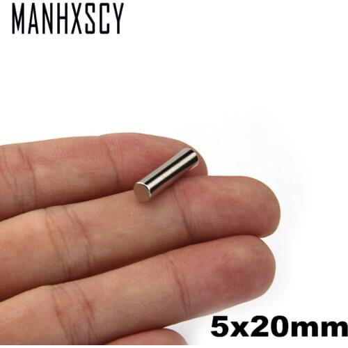 100pcs Neodymium N35 Dia 5mm X 20mm Strong Magnets Tiny Disc NdFeB Rare Earth For Crafts Models Fridge Sticking magnet 5x20mm