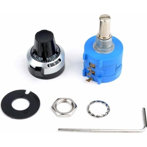 Mayitr Precision Adjustable Potentiometer 10K Ohm 10 Turn Potentiometer with Wrench Nut Counting Dial Rotary Knob 2pcs Washers