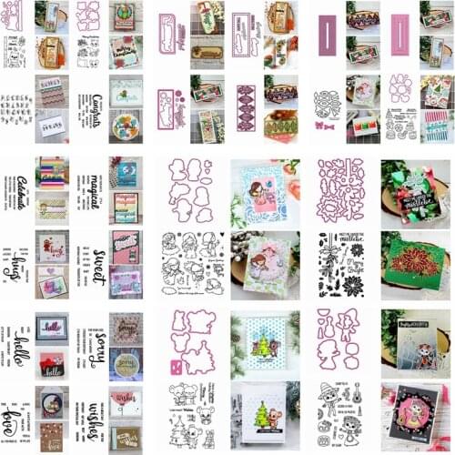 Metal Cutting Dies Matching Clear Stamp Rectangle Frame Animals Floral Words Hugs Sweet Crafts DIY Card Making Stencil 2020