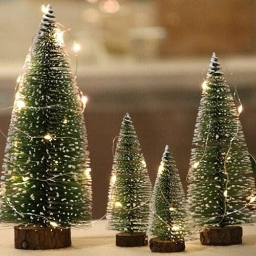 Mini Christmas Tree 5 Size Ornament Artificial Tabletop Mini Xmas Tree PVC + Wood + Iron Beautiful Christmas Decor Party Green
