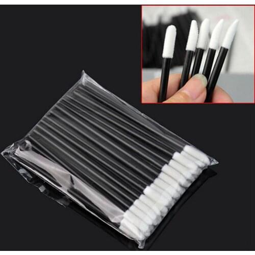 50Pcs/Set Fashion Women Disposable Hollow Lip Brush Wand Applicator Makeup Tool Disposable Hollow Design Makeup Tools