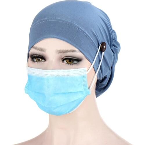 Muslim turban caps for women Solid Color button linen Inner Hijab cap wrap head scarf hijabs bonnet ready to wear turbante mujer