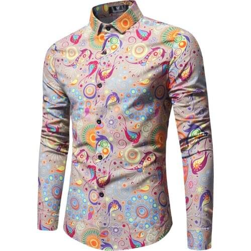 2021 Spring & Autumn New Casual Large Size Slim Floral Long Sleeved Shirt Lapel Single-breasted Stretch Men Shirt Free Shipping