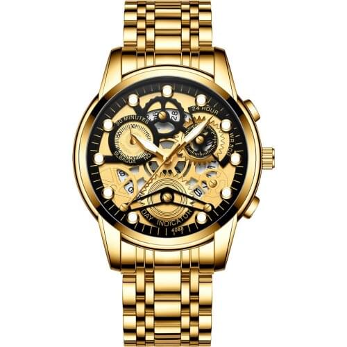 FNGEEN 4088 Men Watch Automatic Hollow Trend Quartz Watch Waterproof Luminous Fashion Business Mens Wristwatches