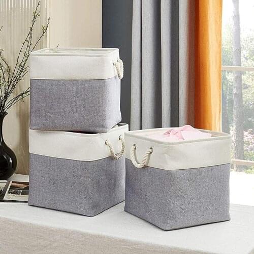 Set 3Pcs Large Folding Storage Basket Cube Bin Box for Wardrobe Clothes Laundry Hamper Toy Organizer 33x33x33cm