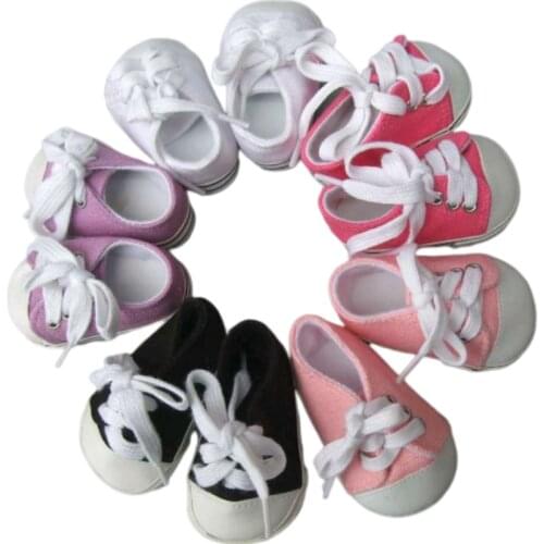 Girl 7cm Doll Shoes Fits 18 inch Doll Shoes for 18" Dolls sneacker Reborn Baby Doll shoes
