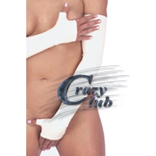 New arrival White Zentai Fingerless gloves latex shoulder length latex slip rubber glove latex fabric body gloves free shipping